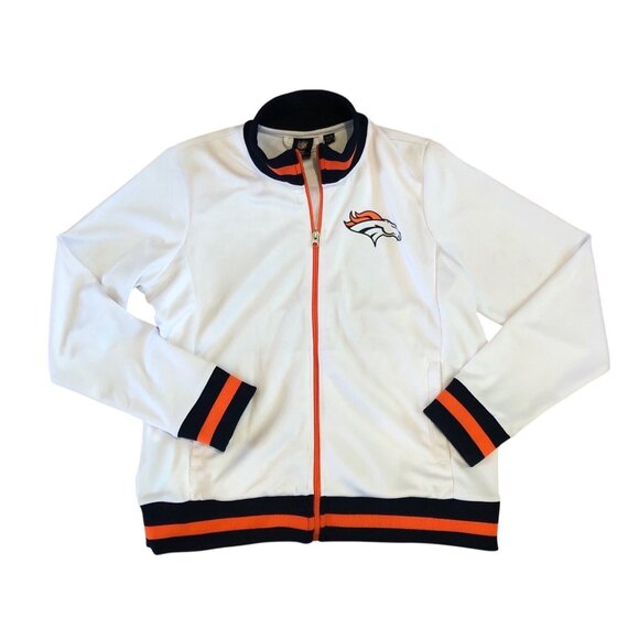 NFL Team Apparel Denver Broncos Wm XL White Full Zip Jacket Team Logo Lettering - Picture 2 of 7